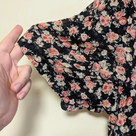 Floral Black and Pink Women's Dress - Picture 3 of 6